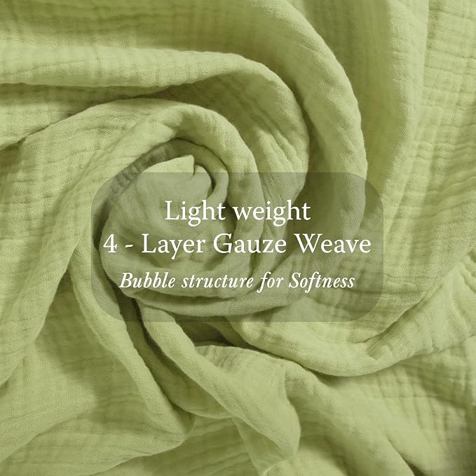 Threadmill King Size Muslin Blanket |Pre Washed 4 Layer Lightweight Gauze for All Seasons | Soft, Breathable, and Cozy Picnic Blankets| Pre Washed Summer Blanket Fits Cal King Size Bed | Sage Green