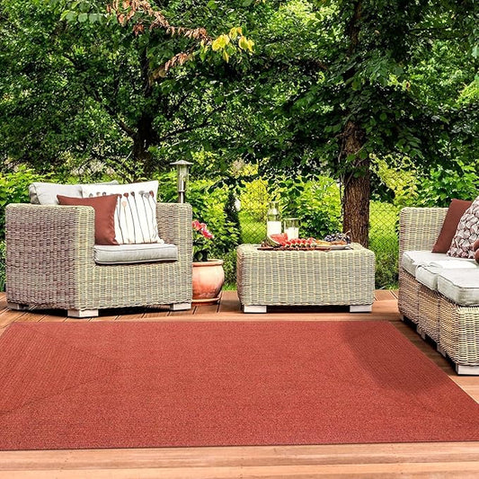 Superior Indoor Outdoor Area Rug, Handwoven Reversible Braided Home Decor for Living Room, Kitchen, Entryway, Patio, Front Porch, Deck, Modern, Boho, Farmhouse Style, 5' x 8', Brick
