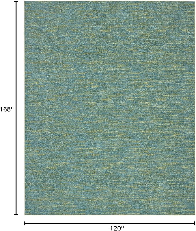 Nourison Home Nourison Essentials Blue Green 10' x 14' Area Rug - Easy Clean, Non Shedding, Bed Room, Living Room, Dining Room, Kitchen (10' x 14')