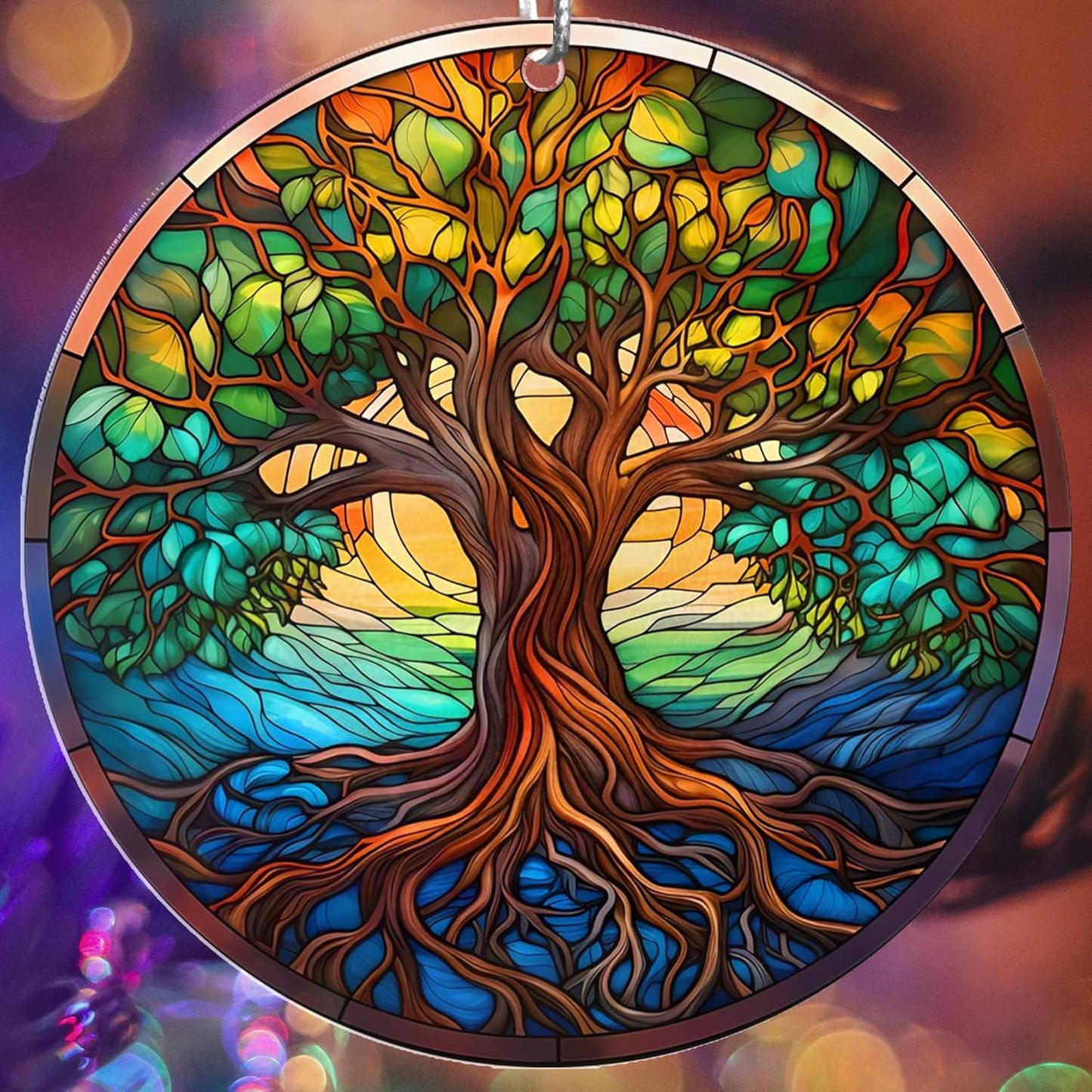 Jabihome Christmas Ornaments 2025, Exchange for Women, Men, Collectible Dated Year Ornaments for Tree, Unique Acrylic Suncatcher, Printed Stained Glass Effect Decor (Tree of Life)