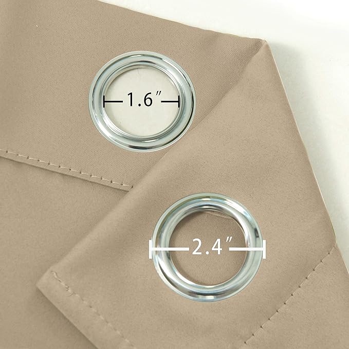 LEMOMO Blackout Curtains 42 x 95 inch/Beige Curtains Set of 2 Panels/Thermal Insulated Room Darkening Bedroom Curtains
