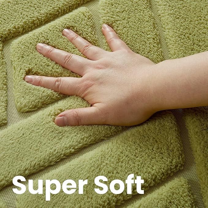 Macgace Ultra Soft Green Area Rug for Living Room, 5x7 Modern Geometric Shag Rugs with Nonslip Backing for Bedroom, Washable Fuzzy Carpet for Cozy Kids Room Nursery
