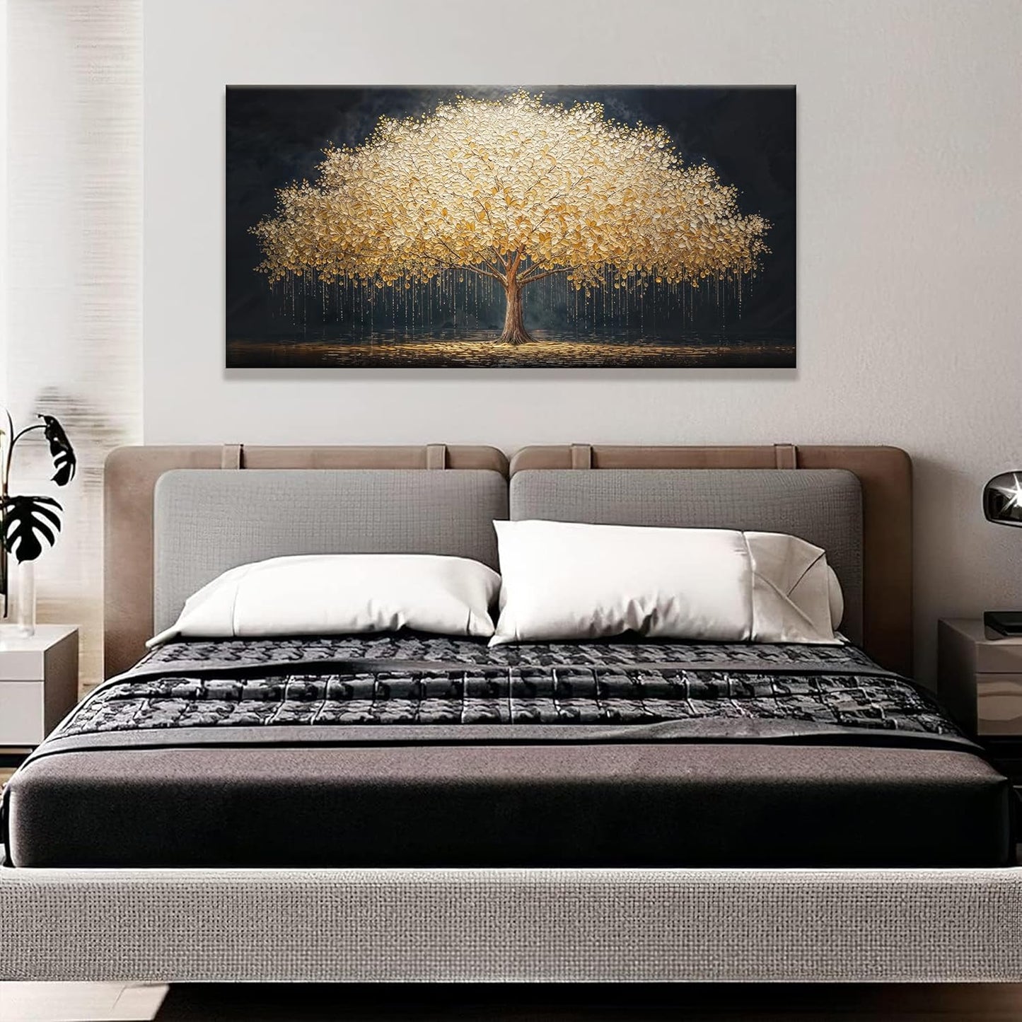 Canvas Wall Art Decor Gold Tree Of Life Abstract Wall Decor Artwork Canvas Prints Painting Gold Tree Wall Art Pictures For Bedroom Dining Room Home Office Artwork 20"X 40" Ready To Hang
