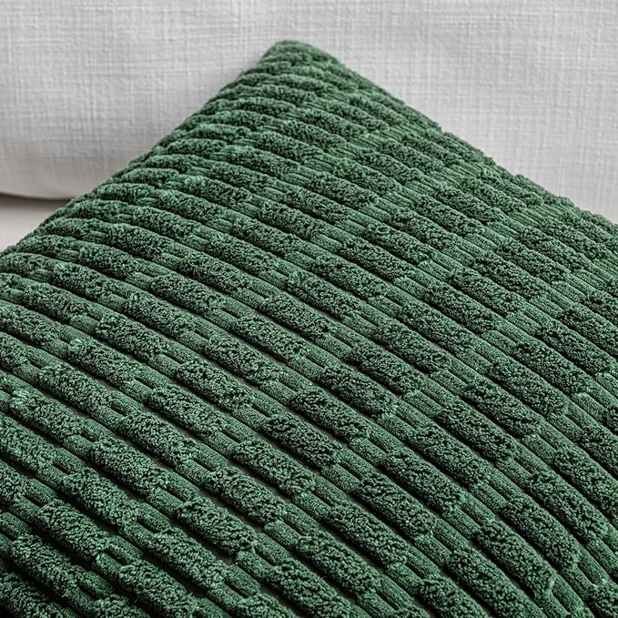 Fancy Homi 4 Packs Decorative Throw Pillow Covers for Living Room Couch Bed, Modern Farmhouse Boho Home Décor Accent Cushion Case, 16" x 16" (Pack of 4), Forest Green
