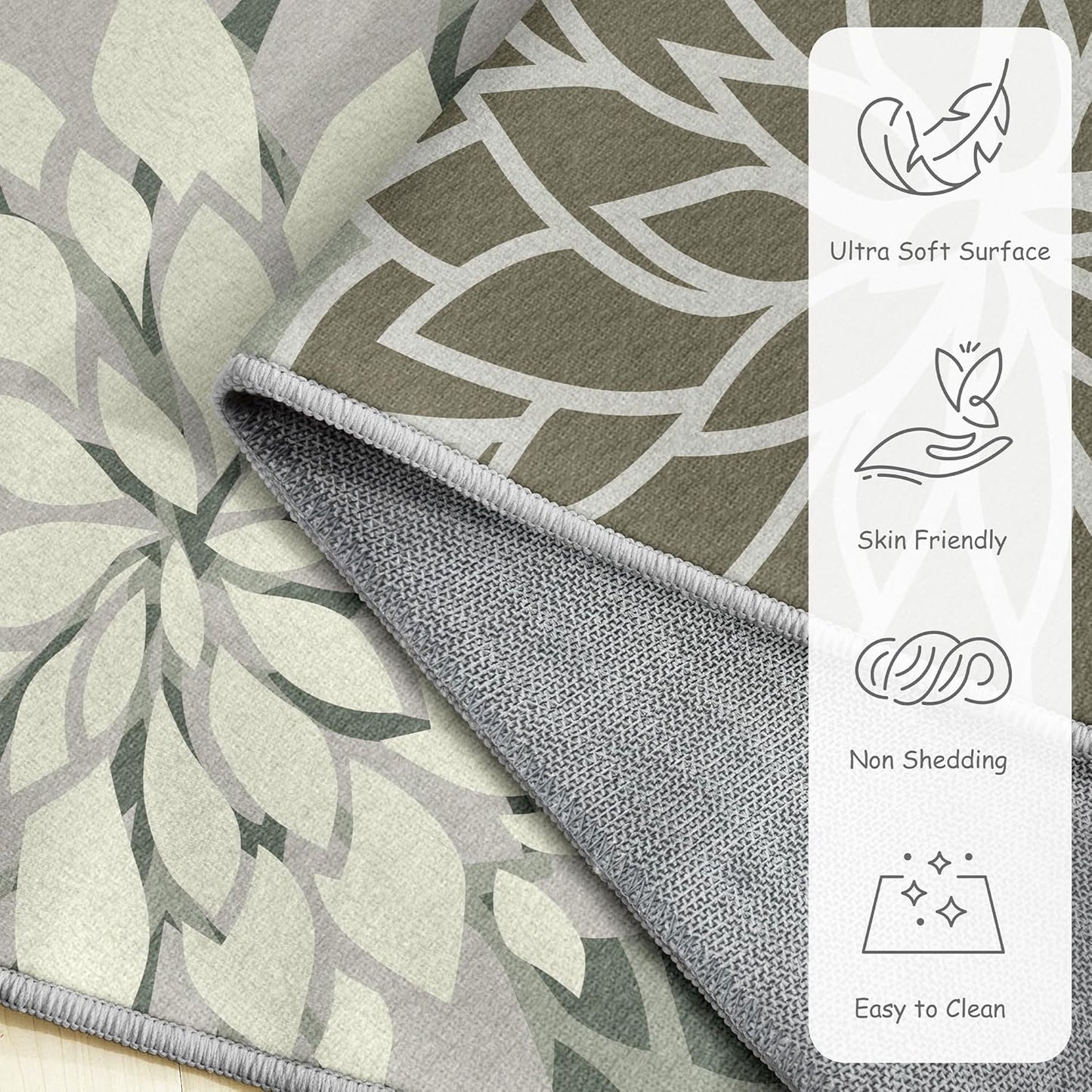 Area Rug 2x3 Brown White Washable Entry Small Rug Multicolored Tropical Botanical Modern Floral Indoor Kitchen Door Mat Entrance Carpet Non Slip for Bedroom Living Room, Porch