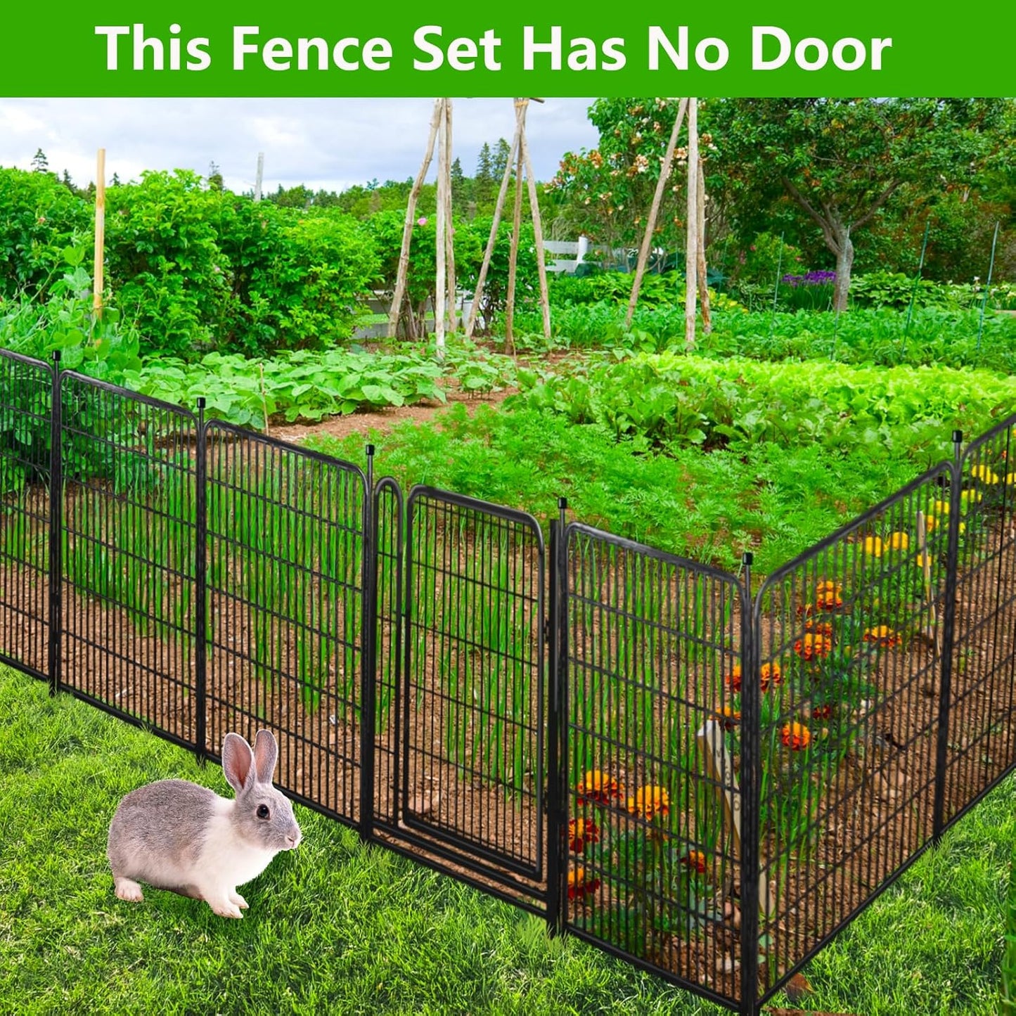 Garden Fence 36 Inch 14 Panels Without Gate,Black Dog Pen Wide Door,Be Suitable for Inside and Outside,Low Threshold Total 31 Ft(l) Garden Fence for Yard and Dog,