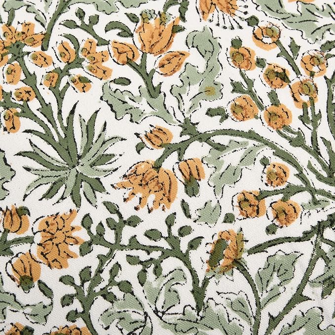 Ridhi Block Print Goldenrod Yellow Pillow Cover 24" x 24" (Pack of 2) Decorative Couch Pillows for Living Room, Chic Boho Cute Outdoor Pillows Covers Gifts for Spring, Easter and Valentine