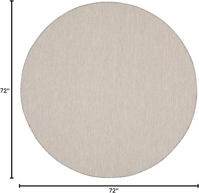 Nourison Home Courtyard Ivory Silver 6' x Round Area Rug - Easy Clean, Non Shedding, Bed Room, Living Room, Dining Room, Kitchen (6' x Round)