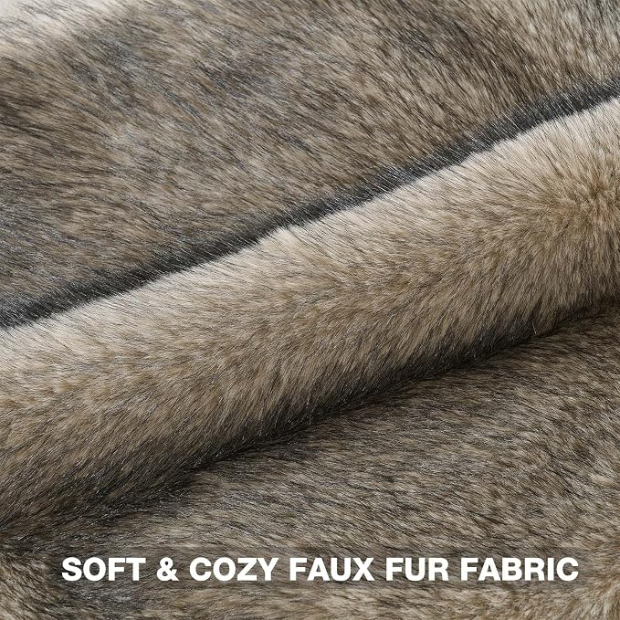 FUTEI Pack of 2 Faux Raccoon Fur Plush Throw Pillow Covers 18x18 Inch Soft Fluffy Farmhouse Decorative Cushion Case Modern Luxury Accent for Couch Bed Living Room, Apricot