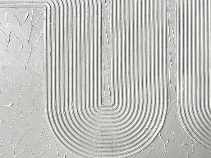 Creespi Hand-Painted Textured Wall Art - White Abstract Canvas Oil Painting 24x48 inch,Minimalist Art Painting for Wall Decor