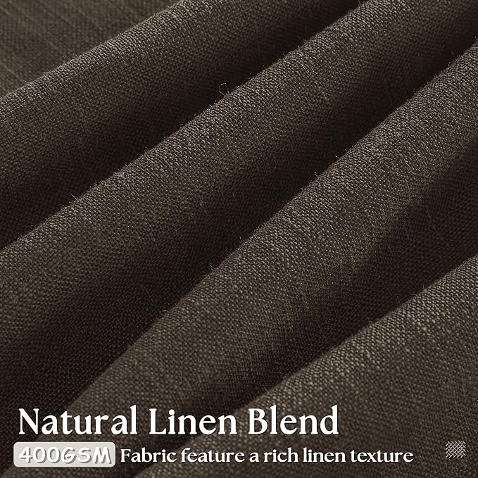 TWODRAPES Dark Chocolate Pinch Pleated Linen Curtains 2 Panels for Living Room Bedroom Memory Training Shaped Semi Sheer Pleat Drapes with Hooks Rings Light Filtering Window Curtain 40x102