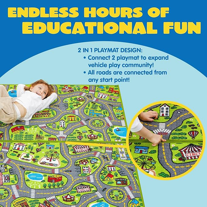 JOYIN Kids Play Rugs, Playmat City Life Carpet, Durable Carpet Playmat Rug, City Pretending Play, Toddler Rug