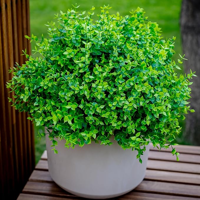 AXYLEX Fake Plants Flowers Outdoor Artificial Shrubs - 16 Bundles UV Resistant No Fade Faux Plastic Greenery Home Garden Porch Patio Decoration Office Indoor (Green)