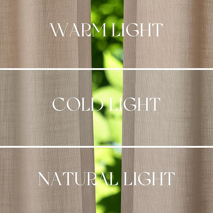 Jowels Dark Taupe Linen Curtains 84 Inch Long 2 Panels for Living Room | Light Filtering Semi Sheer Curtain, Back Tab Pocket Pleated Look, Boho Farmhouse Textured Privacy Drapes for Bedroom Window