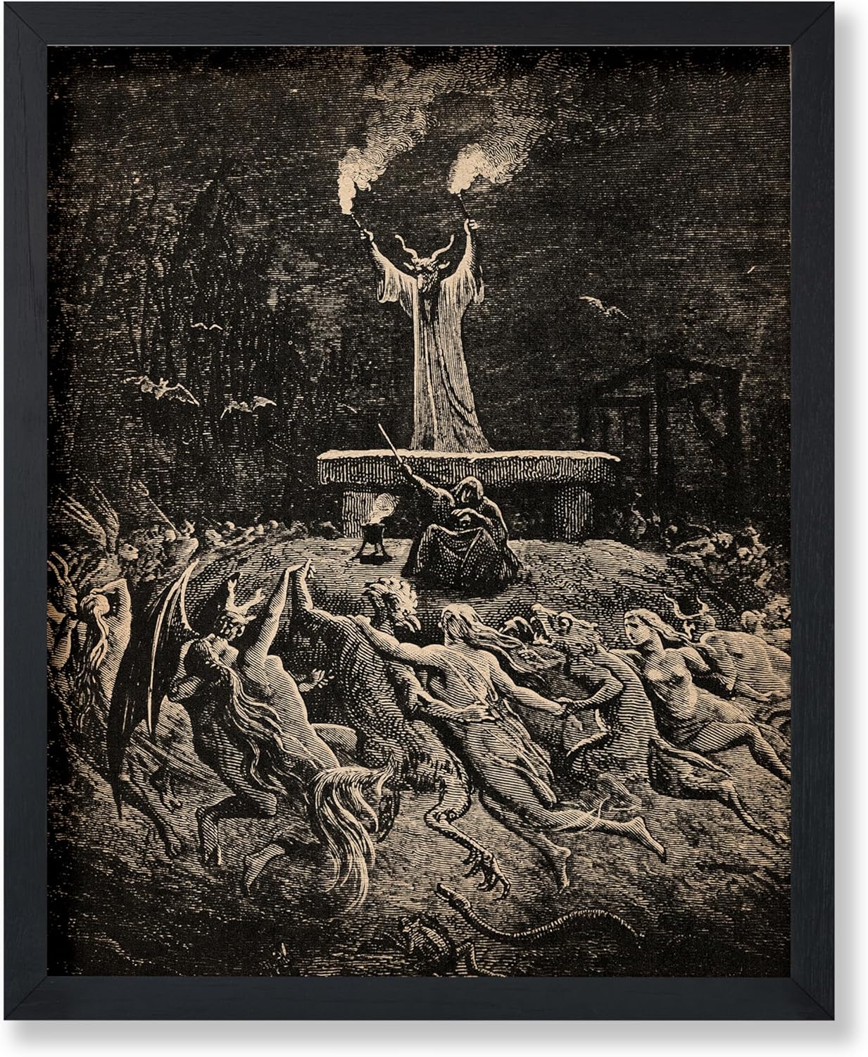 Poster Master Vintage Gustave Dore Poster - Retro Illustration Print - Gift for Gothic, Horror Fan - Dance of Sabbath, Witch, Magic, Spell - Wall Decor for Bedroom, Dorm, 18x24 Unframed Wall Art
