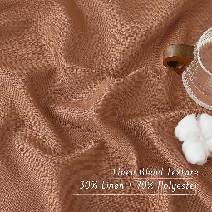 NICETOWN Caramel Linen Curtains for Kitchen, Thick Flax Small Window Treatments Semi Sheer Privacy Assured with Light Through for Cafe/Bathroom, W55 x L36, 2 Panels