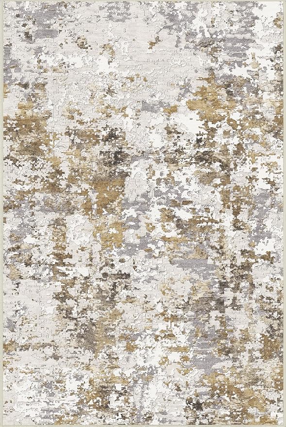 BEIMO Area Rugs 8x10 for Living Room Bedroom, Modern Abstract Machine Washable Rug, Large Soft Low Pile Floor Carpet with Non Slip Backing for Dining Room, Gold Brown