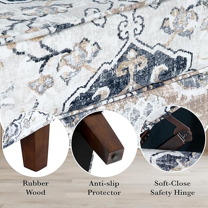 Spatial Order 22" Dinah Collection Storage Ottoman - Antiqued Ebony Cream