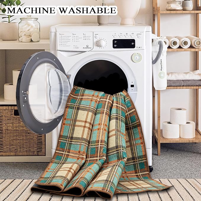 Ruaruarug Washable 8x10 Area Rug for Living Room, Bedroom, Ultra Soft Non Slip Stain & Fade Resistant, Pet & Kids Friendly, Suitable for High Traffic Areas Easy to Clean for Office Kitchen, Plaid