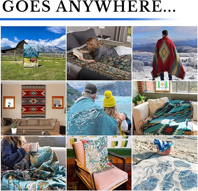 Pure Country Weavers Retro Geometric Shapes Blanket - Mid Century Modern - Gift Tapestry Throw Woven from Cotton - Made in The USA (60X80)