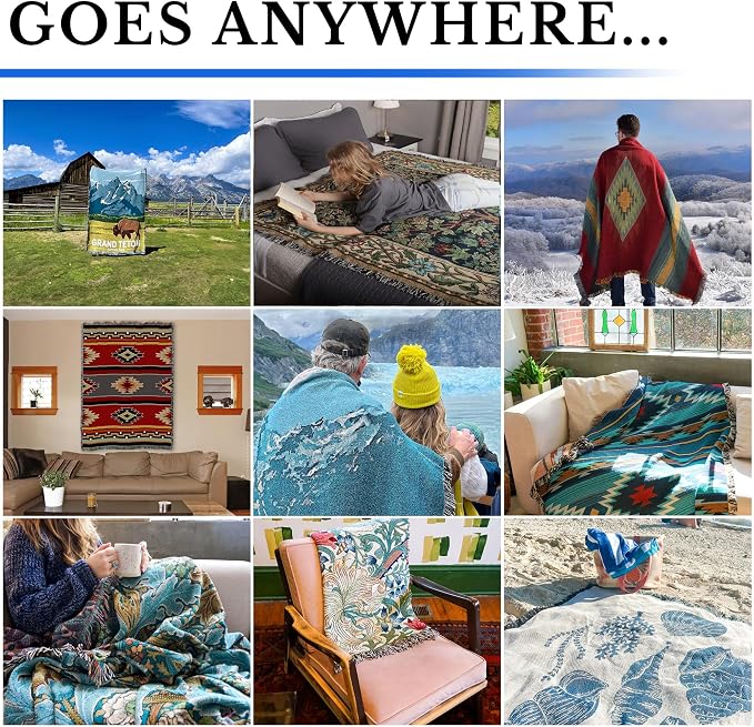 Pure Country Weavers Retro Modern Shapes Blanket - Mid Century Modern - Gift Tapestry Throw Woven from Cotton - Made in The USA (50X60)