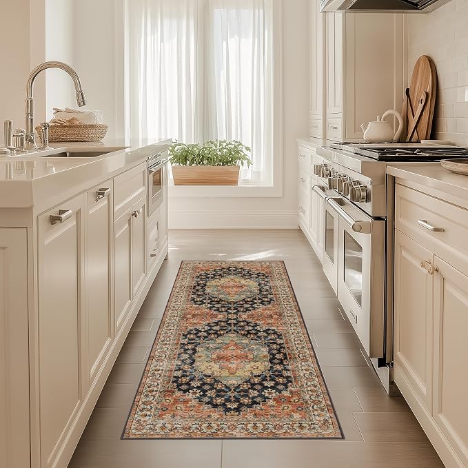 Ruaruarug Washable Area Rug Runner 2×6 for Kitchen Living Room Bedroom, Ultra Soft Non Slip Stain & Fade Resistant, Pet & Kids Friendly, Suitable for High Traffic Areas Easy to Clean, Maroon