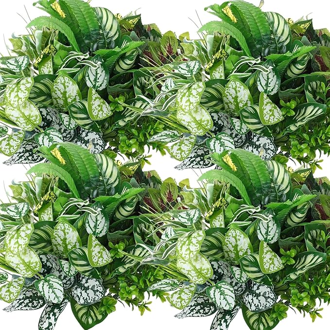 Cindeer 24 Pcs Artificial Flowers Planters for Outdoors, UV Resistant Faux Fake Greenery Plastic Plants Outdoor Indoor for Spring Summer Decors Wedding