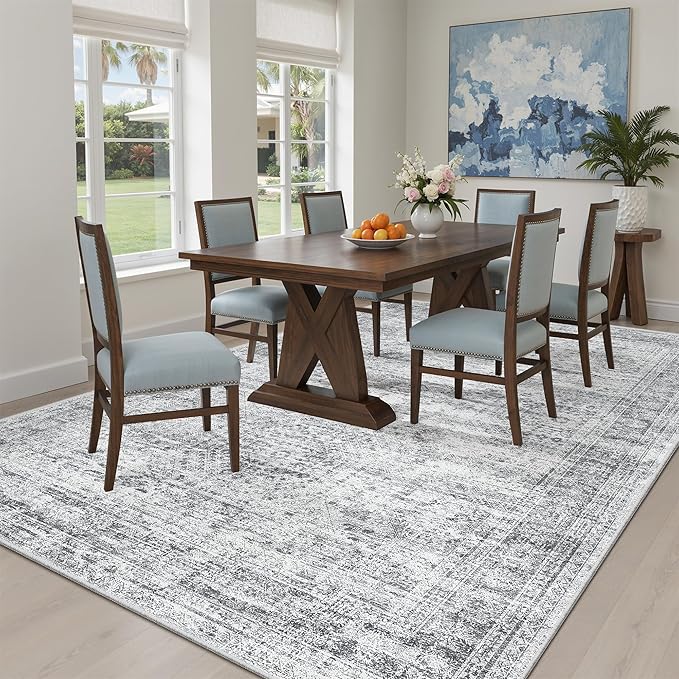 Soalmost 6x9 Area Rug for Living Room Washable 6x9 Gray Rug Non-Slip Modern Rugs for Bedroom Dinning Room Ultra-Thin Indoor Grey Rug
