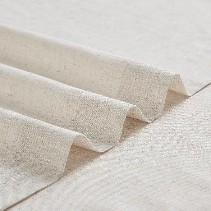 Vision Home Natural Pinch Pleated Semi Sheer Curtains Textured Linen Blended Light Filtering Window Curtains 102 inch for Living Room Bedroom Patio Pinch Pleat Drapes with Hooks 1 Panel 60" Wx102 L