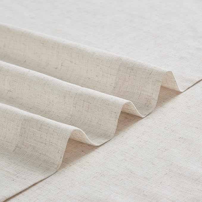 Vision Home Natural Linen Pinch Pleated Tier Curtains 24 inch, Semi Sheer Kitchen Curtains with Back Tab & Hooks, Light Filtering Small Window Panels for Bathroom Laundry, 25" Wx24 Lx2