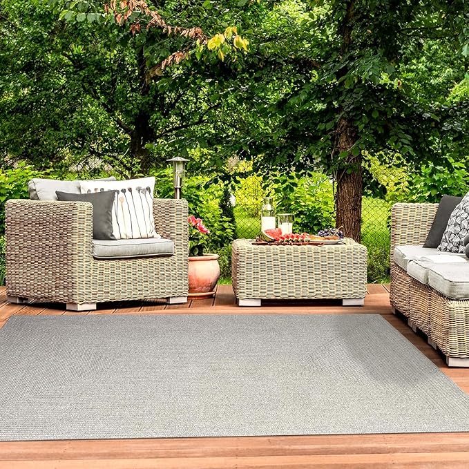 Superior Indoor Outdoor Area Rug, Handwoven Reversible Braided Home Decor for Living Room, Kitchen, Dining Room Floors, Patio, Front Porch, Deck, Modern, Boho, Farmhouse Style, 8' x 10', Canvas