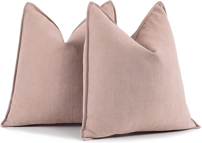 ZWJD Dusty Pink Valentine Pillow Covers 16x16 Set of 2 Chenille Throw Pillow Covers with Elegant Design Soft and Luxurious Decorative Throw Pillows for Couch, Bed, and Home Decor