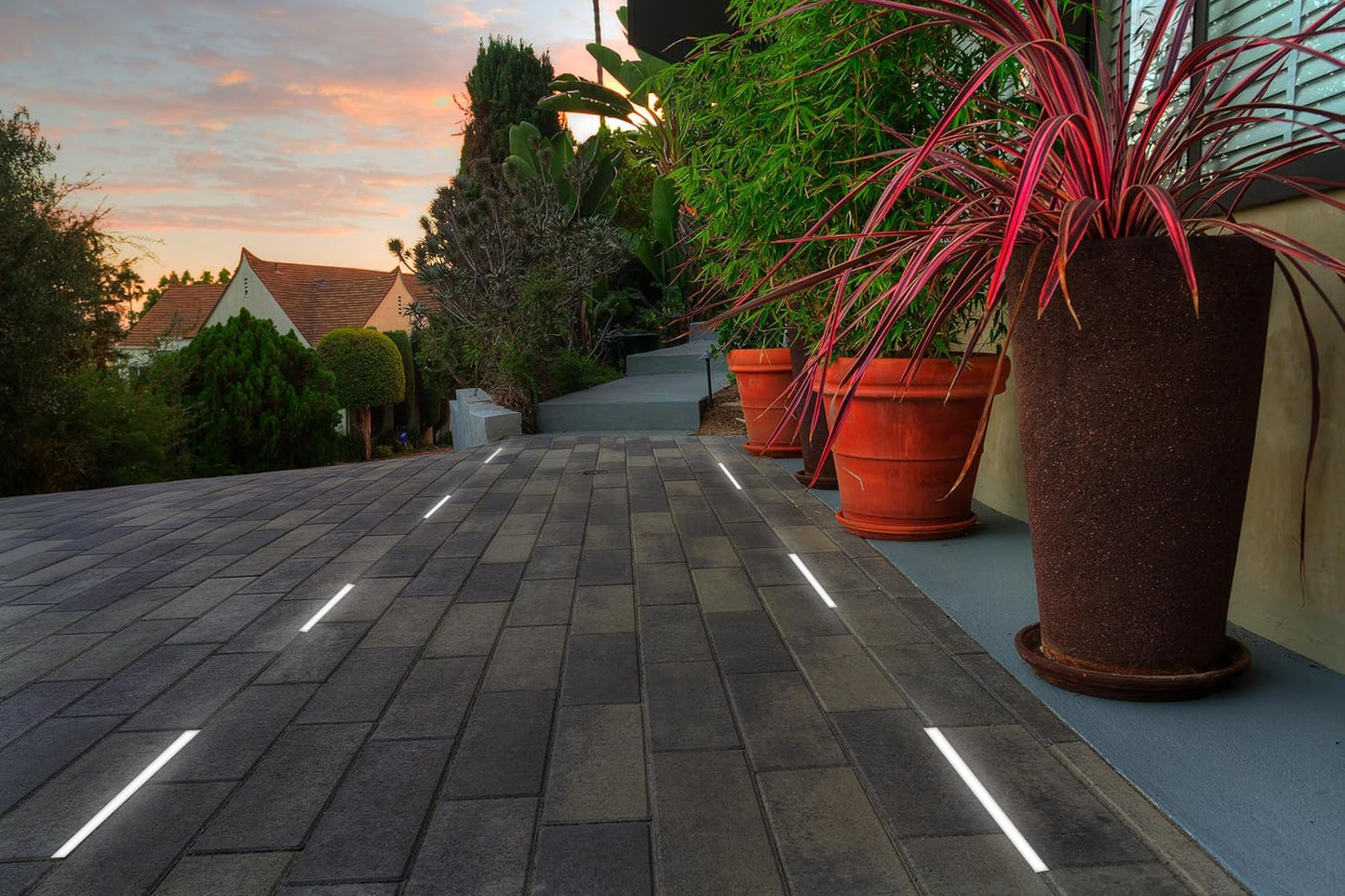 LUMENGY Paver Light Slim 0.5x14 Inch Glare-Free Steel Brick Lighting for Pavers, Walls, Driveway & Pathway Borders 5000K Warm White, Waterproof, Drive-Over Rated - 12V AC/DC