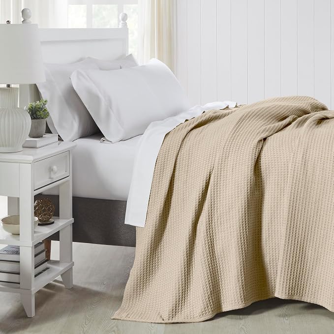 Modern Threads 100% Cotton Waffle Thermal Blanket, Taupe, King/California King