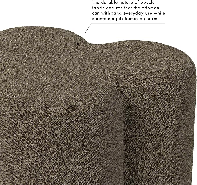 HomePop Upholstered Clover Shaped Ottoman|HomePop Home Décor|Foot Rest Ottoman - Dark Brown Boucle