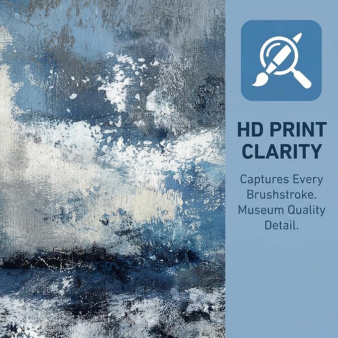 The Mode Art Framed Wall Art Abstract Ocean Canvas Pictures Blue White Grey Modern Seascape Artwork for Living Room Bedroom Office 30x58inch