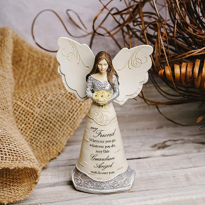 Pavilion Elements Angels Figurine - Guardian Angel Figure Display - "My Friend Wherever You Go, Whatever You Do, May This Guardian Angel Watch Over You" Printed Text, Collectibles Angel Figurines, 6"