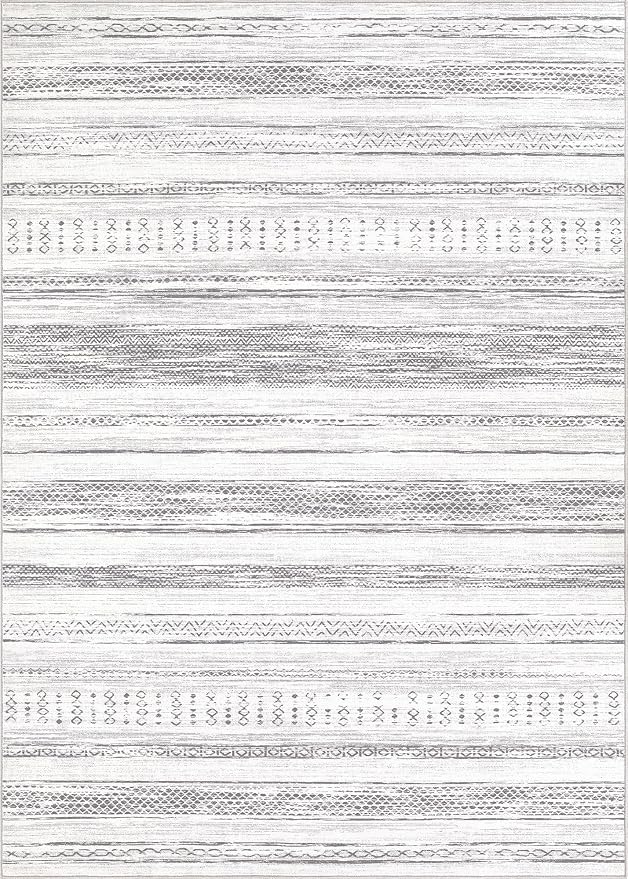 Tortania Area Rug Living Room Rugs - 9x12 Washable Large Soft Neutral Boho Moroccan Bohemian Farmhouse Rug Indoor Floor Carpet for Bedroom Under Dining Table Home Office Decor - Light Grey
