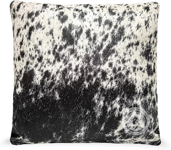 Sunshine Cowhides 100% Genuine Cowhide Pillow Cover - 15" x 15" Square Salt & Pepper Decorative Cow Print Pillows w/Zipper Closure for Couch or Bed Decor (Pillow Filler Not Included) - 1 Piece