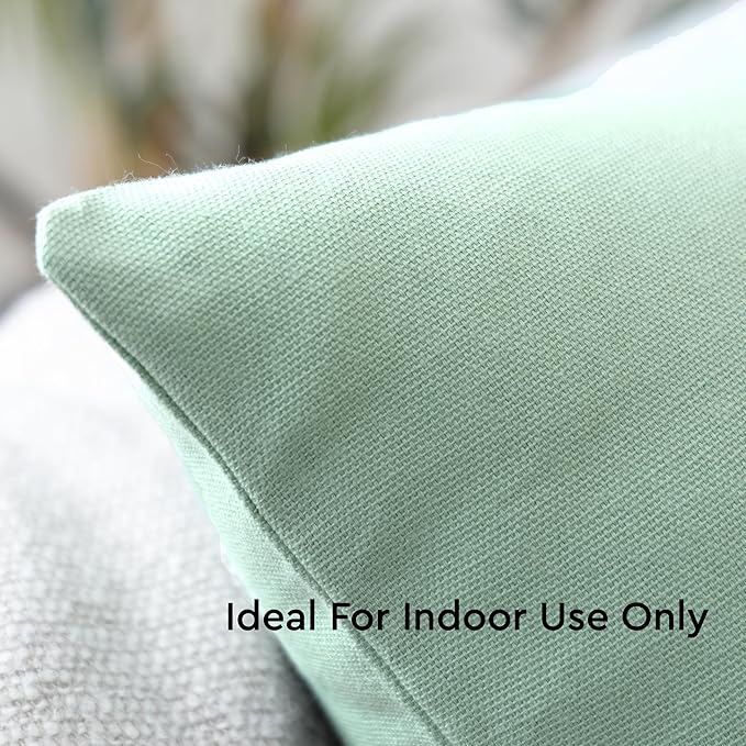 Encasa XO Throw Pillow Covers 20x20 in Set of 2 Mint Green | No Inserts | Cotton Pillow Covers for Living Room, Bed, Sofa, Couch | Decorative Cushion Covers with Improved Zipper