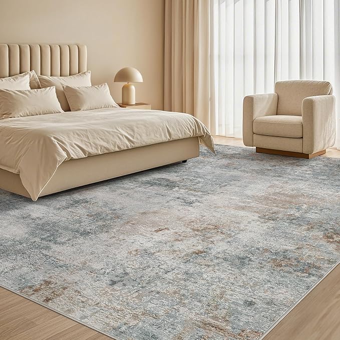 Tortania Area Rug Living Room Rugs - 6x9 Washable Large Soft Neutral Boho Moroccan Bohemian Farmhouse Rug Indoor Floor Carpet for Bedroom Under Dining Table Home Office Decor - Grey Brown