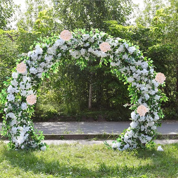 AVIVIHO 65pcs Fake Flowers Champagne Hydrangea Artificial Flowers Bulk (Not Squished, No Steaming Need) Silk Flowers with Stems for Wedding Decor,Home,Baby Shower,Table Centerpieces Decoration