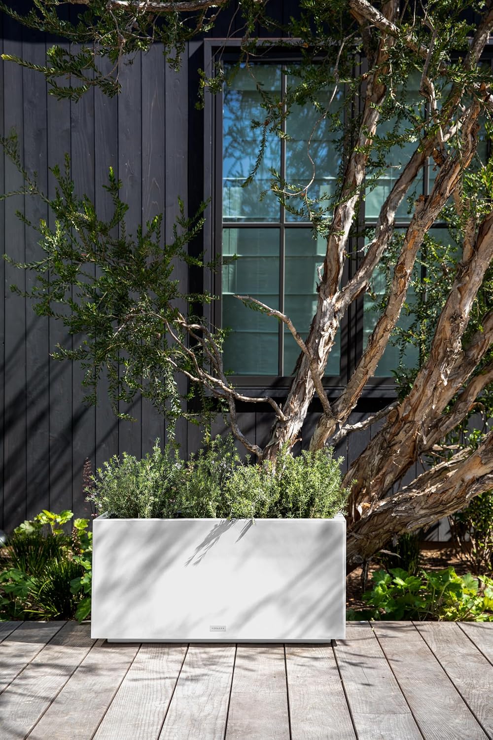Veradek Block Series Long Box Planter - Large Rectangular Planter for Indoor or Outdoor Patio/Porch | Durable All-Weather Use with Drainage Holes | Modern Décor for Tall Plants, Flowers or Shrubs