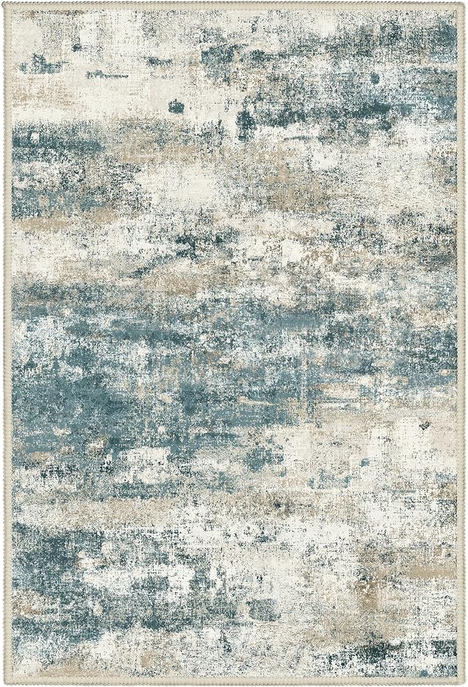 BEIMO 2x3 Rugs for Entryway Entrance Kitchen Bathroom, Machine Washable Modern Abstract Soft Area Rug, Low Pile Indoor Floor Carpet with Non Slip Backing, Navy Beige