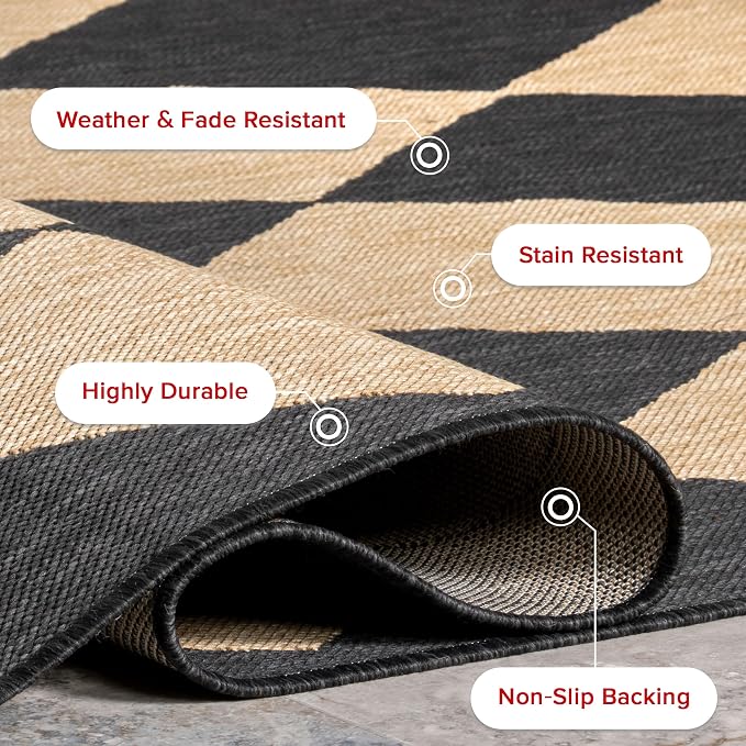 Nuloom Outdoor Performance Collection Sabina Dark Grey/Ivory, 8' x 10', Soft, High Traffic, Stain Resistant, Easy Clean, Durable Area Rug for Indoor/Outdoor Patio, Deck, Porch, Garden, Courtyard