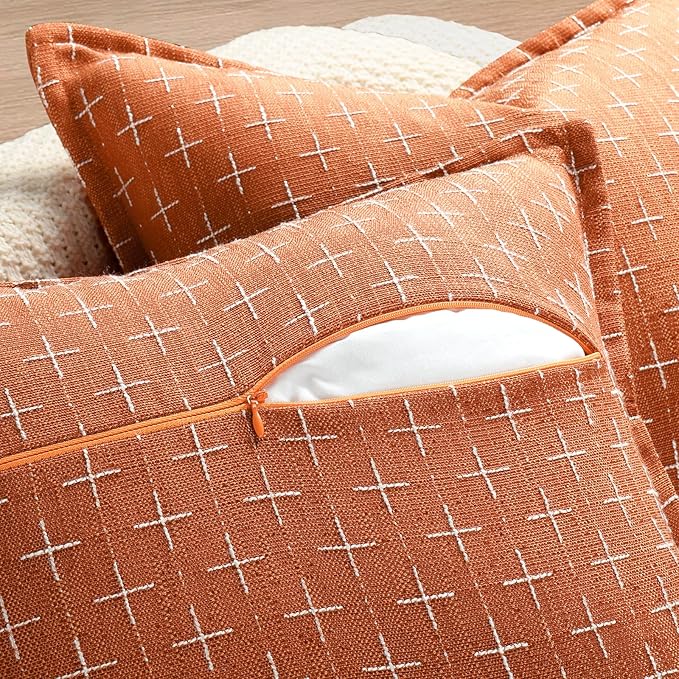 ZWJD Pillow Covers 26x26 Set of 2 Soft Polyester Textured Pillow Covers with Stylish Flange Edge Cozy Farmhouse Throw Pillows for Couch Bed Sofa Living Room