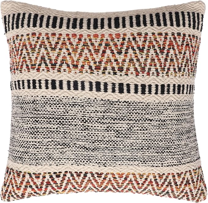 REDEARTH · Textured Throw Pillow Cushion Covers - Boho Tufted Decorative Farmhouse Cases Fall Set for Couch - Sofa - Bed - Dining - Patio - Outdoor - 100% Cotton (18"x18", Motley Bohemia) Pack of 2