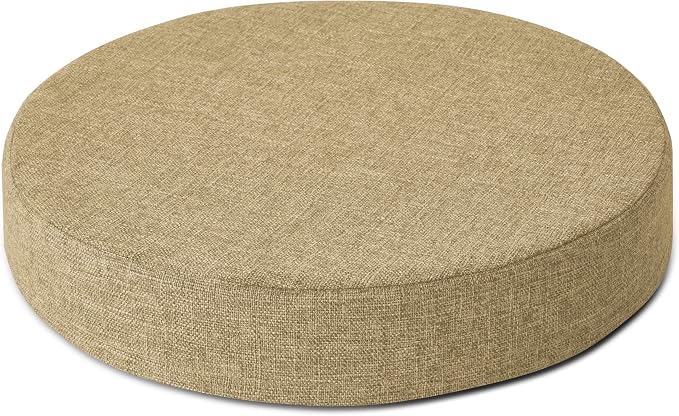 AddGrace 2.5" Thick Non Slip Round Chair Pad 1 Pack, 16", Beige | Machine-Washable Cover, Non-Slip, for Kitchen, Dining Room, Office, Floor, Bistro Cafe, for 16" Ottoman, 16" Round Stool
