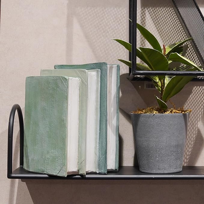 Guichifun Decorative Books Living Room Décor - Resin Sage Green Faux Books Fake Modern Home Decoration for Bookshelf Coffee Table Décor 5.5 x 4.5 x 7.5 Inch