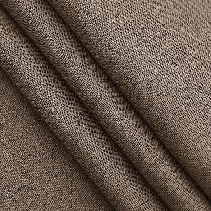 Light Brown Linen Curtains 63 Inches Long for Bedroom Back Tab Light Filtering Privacy Sheer Curtains Modern Farmhouse Coastal Decor Light Brown Cotton Textured Gauze Curtain for Bathroom 2 Panel Set